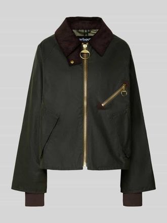 Barbour Relaxed Fit Wachsjacke aus reiner Baumwolle Modell ARLENE in Oliv, Gr&ouml;&szlig;e 40