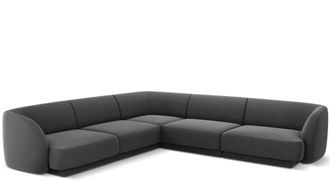 BLOOMINGLOFT Grosses Design Ecksofa Miley - mit Samtbezug Dunkelgrau