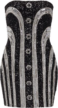 Balmain sequin short dress - women - Polyamide/Elastane - 34 - Black