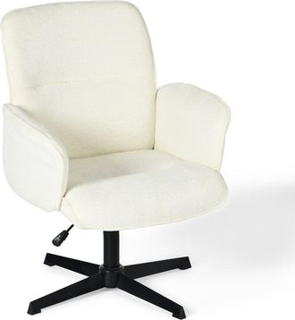 Urban Meuble Silla de oficina con reposabrazos en tela blanca