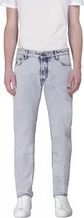 Moorer Mens Pavel Slim Straight Jeans In Blue