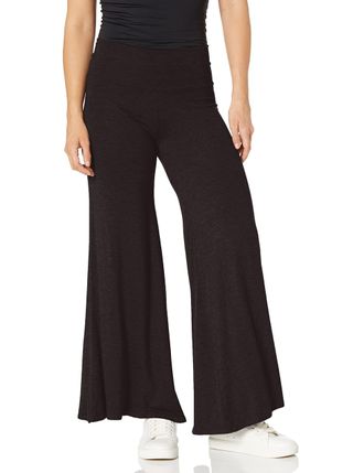 Star Vixen Womens Petite Stretch Rayon Jersey Wide-Leg Palazzo Pant, Black, XL Petite