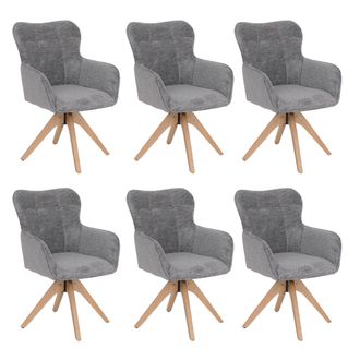 Hhg [nunca Usado] Juego De 6 Sillas De Comedor Hhg-703, Silla De Cocina Con Reposabrazos Giratorios Y Retorno Autom&aacute;tico, Tejido De Chenilla (680 G/m&sup2;) Y 