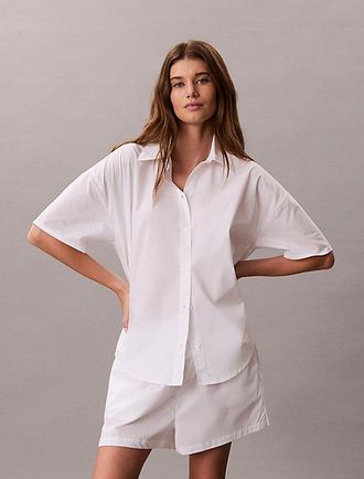 Calvin Klein Cotton Poplin Pyjama Button-Down Shirt