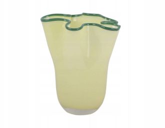 Present Time Jarr&oacute;n Art-pol Ruffles Medium Verde En Vidrio Decorativo