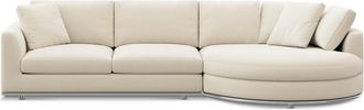 Castlery Hamilton Round Chaise Sectional Sofa Right Facing Customized, (Washed Chenille) Cream, Machine Washable, Removable Covers for Sofas by Castlery