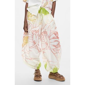 Desigual Cotton Balloon Pants in White Multi at Nordstrom, Size X-Large