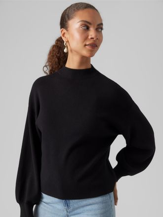 Vero Moda Strickpullover VERO MODA VMNANCY LS FUNNELNK PULLOVER GA, Damen, Gr. XS, schwarz, Strick, Obermaterial: 52% Viskose, 28% Polyester, 20% Nylon, unifarb