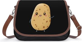 Generic Happy Cute Potato Crossbody Bag Womens Handbag PU Message Bags Shoulder Purse with Adjustable Strap