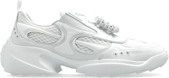 Roger Vivier Schoenen, Dames, Wit, 38 EU, Leer, Viv On The Run Sneakers