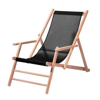 Jan Kurtz Maxx Deckchair Teakholz, Bezug Kunststoffgewebe schwarz