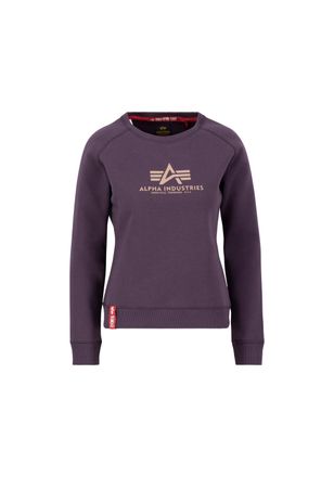 Alpha Industries Sweater ALPHA INDUSTRIES New Basic Sweatshirt BL W, Damen, Gr. XS, lila (plum), Obermaterial: 80% Baumwolle, 20% Polyester, regular fit, Sweatshirts S