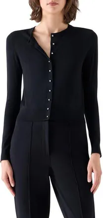 Akris Merino Wool Cardigan in Black at Nordstrom, Size 12