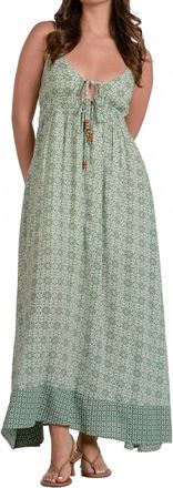 Elan Spaghetti Strap Tie Front Maxi Dress In Sage Green