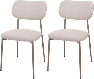 Hhg Lote De 2 Sillas De Comedor Hhg 064, Silla De Cocina Silla Tapizada, Cuerda (330g/m&sup2;) Tela/textil Metal, Beige