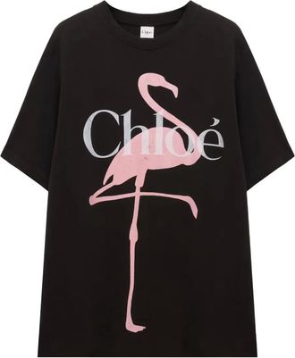 Chlo&eacute; T-shirt met flamingoprint - Zwart