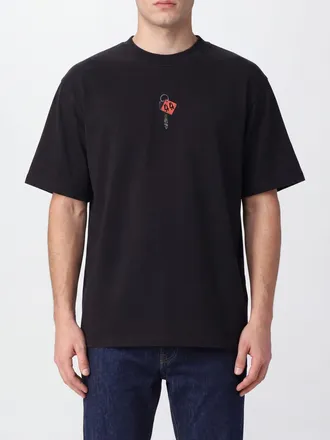 44 Label Group T-shirt in cotone con stampa grafica a contrasto e spalle scese