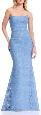 Dress The Population Murphy Strapless Evening Gown in Sky at Nordstrom, Size Xx-Large