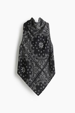 H&M Satintop mit Bindekragen - Schwarz/Paisleymuster