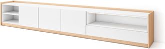 Skraut Home Skraut Home - Mueble Tv, Televisi&oacute;n, 310x37x50cm, Para Tv Hasta 80, Blanco Y Roble Soft