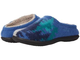L.L.Bean Daybreak Scuff Motif 2 Womens Slippers Rustic Blue/Ombre Trees : 10 B - Medium, Wool