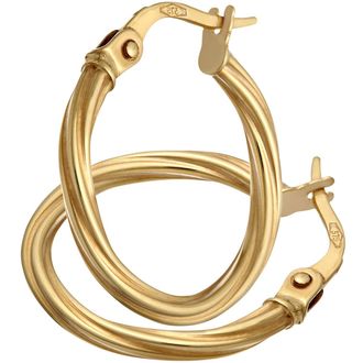 Diamant L'éternel 9ct geelgouden getextureerde oorringen met een diameter van 1,5 cm