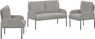 vidaXL Juegos De Sof&aacute;s 3 Uds. Gris Claro Madera Contrachapada Vidaxl