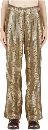 Soulland Margaret Pants - Dames - Wijde Broeken - Bruin - 3XS - Leer - Broeken