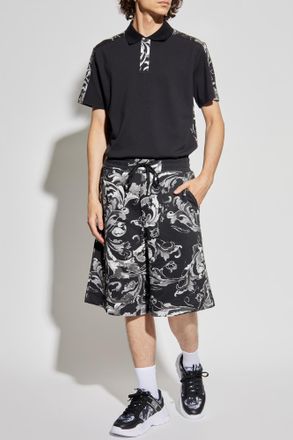 Versace Jeans Couture Polo Shirt With Barocco Print, Mens, Black