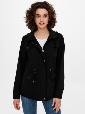 Only Parka ONLY ONLNEWSTARLINE SPRING JACKET CC OTW, Damen, Gr. XL, schwarz, Web, Obermaterial: 92% Polyester, 8% Nylon, unifarben, h&uuml;ftlang, Jacken Parka,