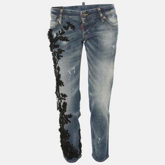 Dsquared2 Blue Denim Embellished Jeans