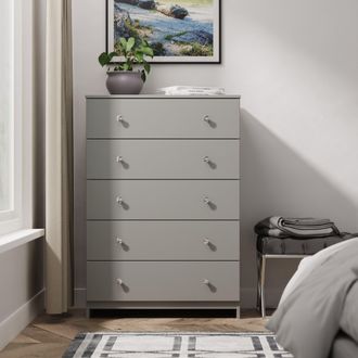 Lewis's Yarmouth 5 Drawer Chest in Uniform Grey & Dusk Grey - Ready Assembled - Lewiss Home | TJ Hughes