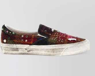 Vans wool tartan-print studded slip-on sneakers