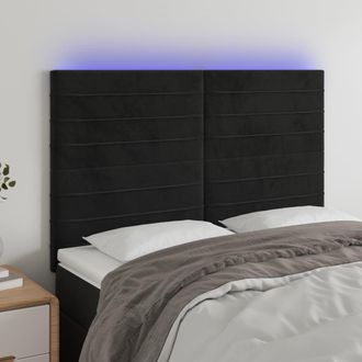 vidaXL Cabecero Con Luces Led Terciopelo Negro 144x5x118/128 Cm Vidaxl