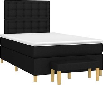 vidaXL Cama Box Spring Con Colch&oacute;n Tela Negro 120x190 Cm Vidaxl