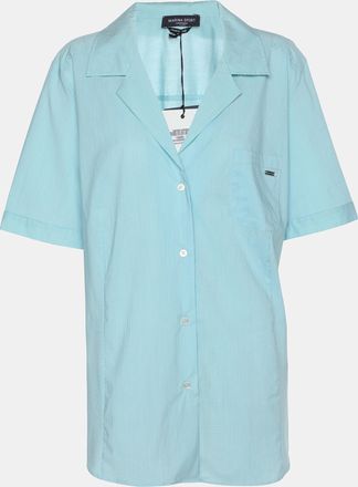 Marina Rinaldi Marina Sport By Marina Rinaldi Turquoise Cotton Blend Long Sleeve Shirt
