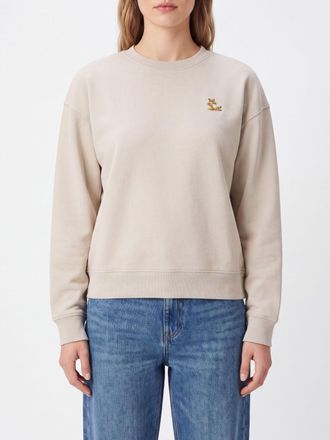 Maison Kitsun&eacute; Felpa girocollo in cotone con patch logo a contrasto