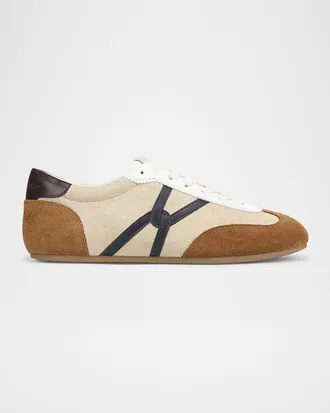Veronica Beard Riviera Mixed Leather Slim Trainer Sneakers