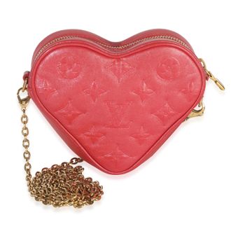 Louis Vuitton Lambskin Embossed Sac Coeur Heart On Chain Bag