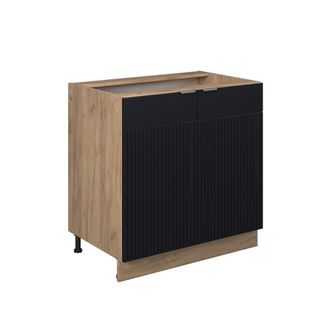 Vicco Armario Bajo Para Fregadero Fame-line, Rayas Negras, 80 Cm Con Estante, Sin Encimera Vicco