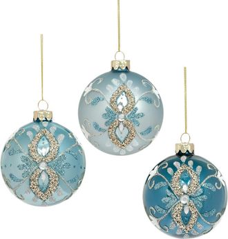 Mark Roberts Glitter Floral Ornament, Set of 12 in Turquoise at Nordstrom