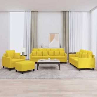 vidaXL Juego De Sof&aacute;s Con Cojines 4 Piezas Tela Amarillo Claro Vidaxl