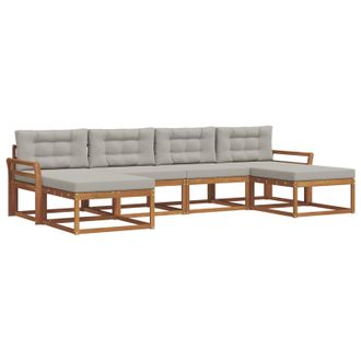 vidaXL Conjunto De Sof&aacute;s De Exterior 6 Pcs Gris Natural Y Claro Vidaxl