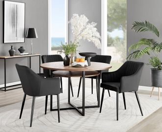 Furniturebox Adley Brown Wood Storage Dining Table & 4 Calla Black Leg Chairs