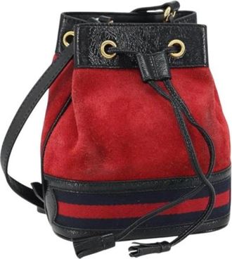 Gucci Pre-owned Vintage Suede Bucket Bag - Dames - Vintage Tas - Rood - ONE Size - Leer - Vintage