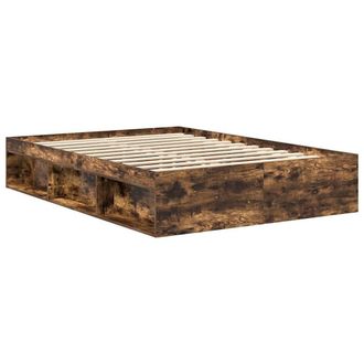 Berkfield Home Modern Bed Frame Smoked Oak 135x190 cm Double in Brown