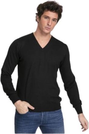 Gran Sasso Stoppen - Heren - V-hals truien - Zwart - 2XL - Wol - Truien & Vesten