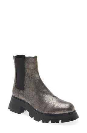 DKNY Sasha Lug Chelsea Boot in Dark Gunmetal Cracked Leather at Nordstrom Rack, Size 8