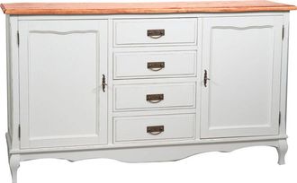 Biscottini International Credenza shabby chic in tiglio 160x90x42 cm Made in Italy Credenza cucina shabby chic Credenza soggiorno Credenza bianca shabby