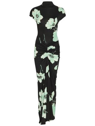 Alaia Floral-print Jersey Maxi Dress - Black - 40 (UK12 / M)